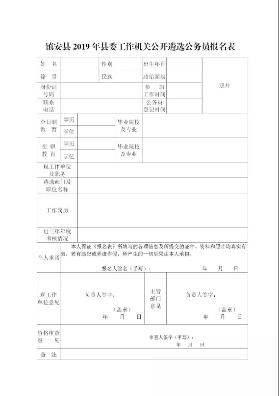 鎮(zhèn)安縣2019年縣委工作機關(guān)公開遴選公務(wù)員公告(圖1)